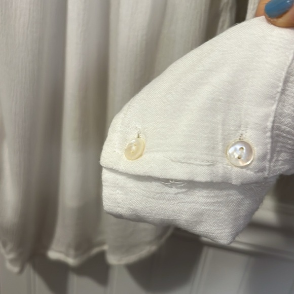 Free People Katie Bird White Lace Inlet long sleeve button down top size XS - Picture 9 of 16